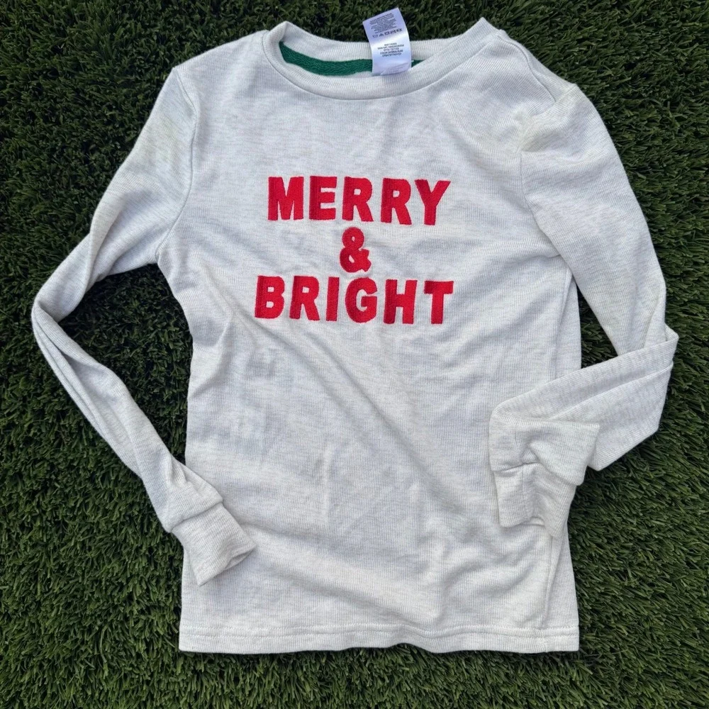 Kids Member's Mark‎ Pajama Set Sleepwear Top Size 8 Merry Bright Long Sleeve